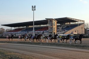 Trabrennen vor der Hauptribüne Berlin-Karlshorst