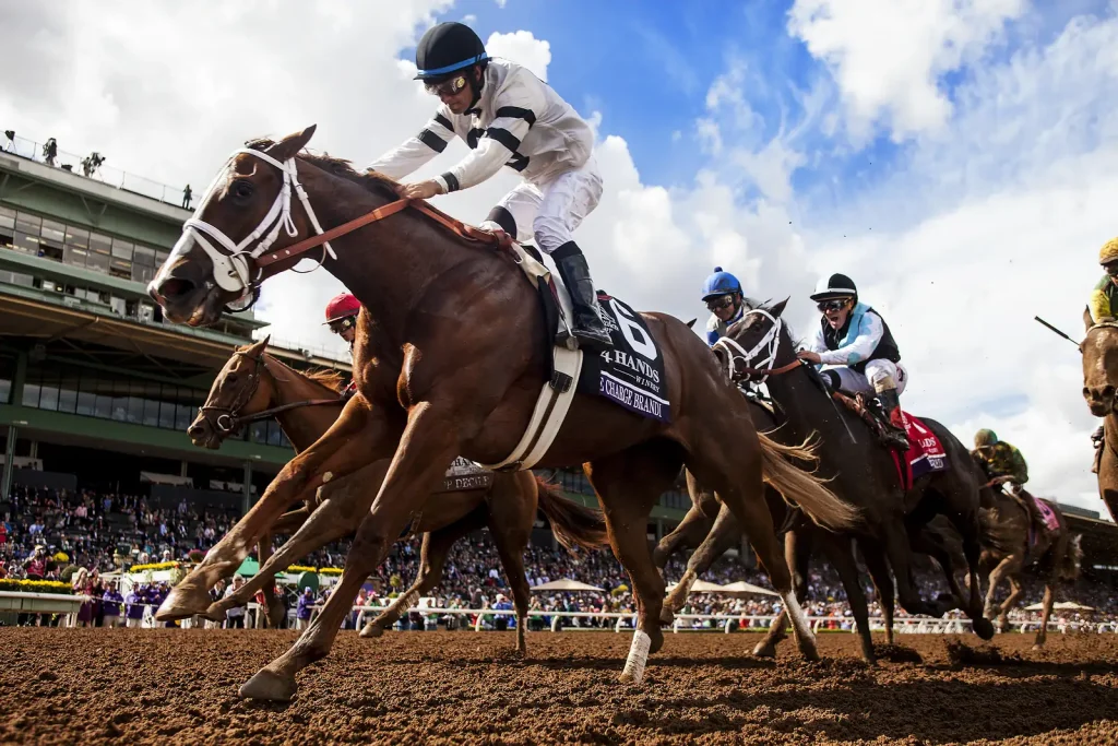 Take Charge Brandi gewinnt unter Victor Espinoza die Breeders’ Cup Juvenile Fillies 2014 in Santa Anita