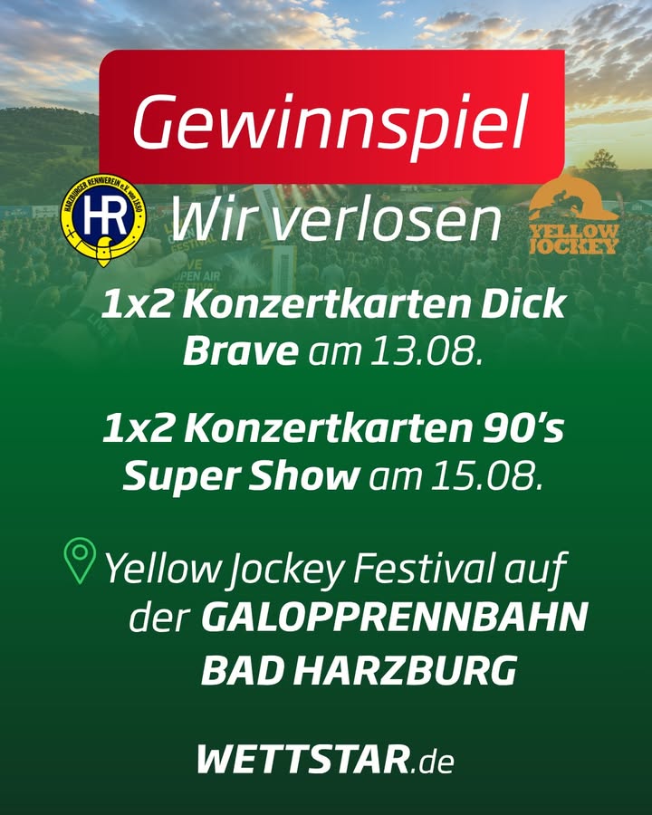 Einmalige Chance 🤩 Ihr könnt Tickets für das beliebte Yellow Jockey Festival...