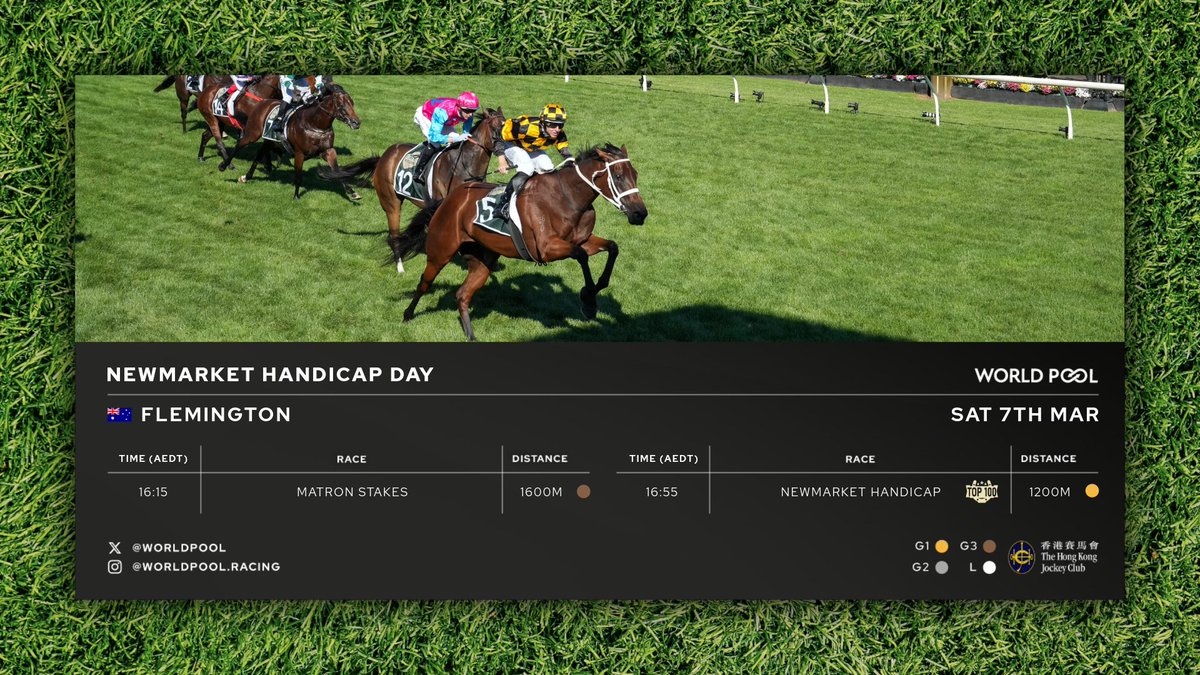 RT by @wettstar_de: World Pool returns to @FlemingtonVRC this Saturday for Races 8–9 on Newmarket Handicap Day! 🌏

#WorldPool | @RacingVictoria